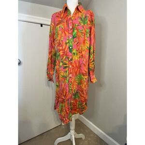 magaschoni Linen Tropical Floral Maxi Dress Farm Rio Like Medium